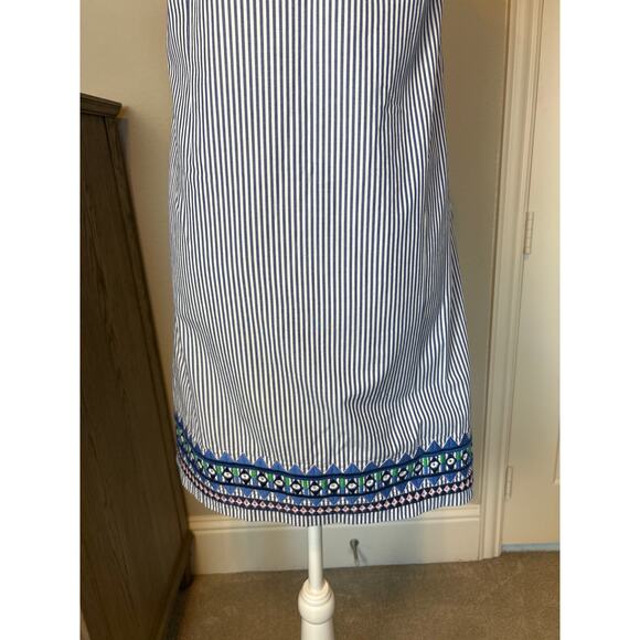 Vineyard Vines | Blue/White "Sarah Striped" Embroidered Trimmed Shift Dress | 2 - Picture 16 of 17